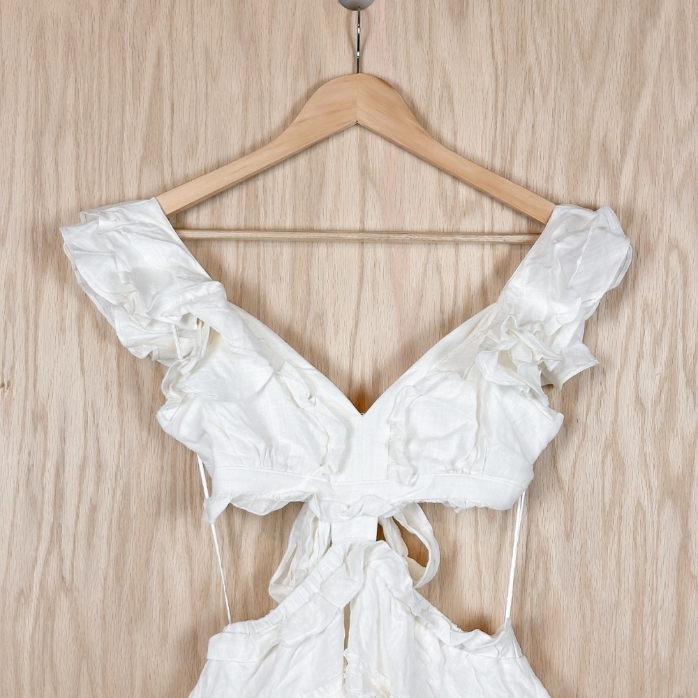 Luxxel White Ruffle Cutout Mini Dress - Picture 3 of 10